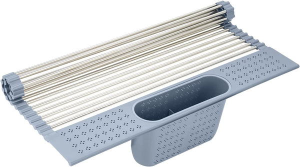 Mistifi Silicone-Coated Stainless Steel Over The Sink Multipurpose Roll-Up Dish Drying Rack, 17.2X12.2, Heat Resistant Non Slip Dish Draining Rack BPA