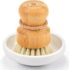 3 PCS Dish Brush Bamboo Dish Scrubber Kitchen Scrub Brush for Cleaning  Dishes, Pots, Pans, Sink and Vegetables