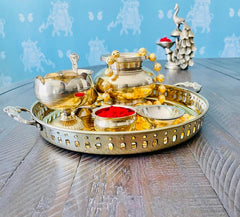 Pure Brass Pooja Thali | Pooja Thali Set | Housewarming Essential | Diwali Gift | Pooja Items