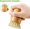 SUBEKYU Bamboo Dish Scrub Brush for Kitchen Sink, Natural Wooden Washing Dish Brush Scrubber, Sisal Bristles Brush for Household Cleaning Cast Iron Brush Pots, Pans and Vegetables