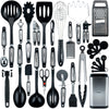 SMIRLY Black Kitchen Utensils Set with Holder: Kitchen Cooking Utensils Set for Nonstick Cookware - Kitchen Essentials, New Apartment Kitchen Set, Home Kitchen Accessories, Kitchen Tools & Spatula Set