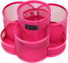 Rotating Fuschia Metal Mesh Desktop Office Supplies Storage Organizer Caddy